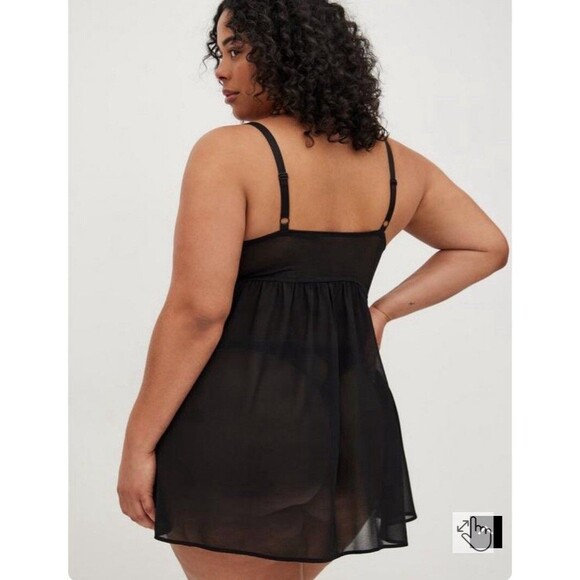 Torrid Babydoll Top Chemise Triangle Embroidered Hearts Pink Size 2X Romantic - Picture 2 of 8